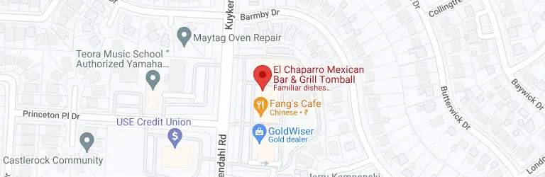 A map of the location of el chaparro mexican bar & grill tomball.
