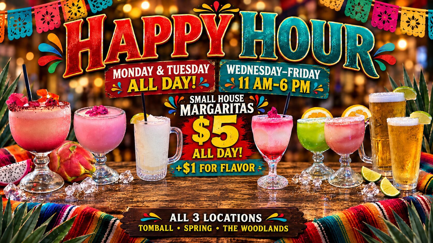 Rustic Margarita Happy Hour Banner